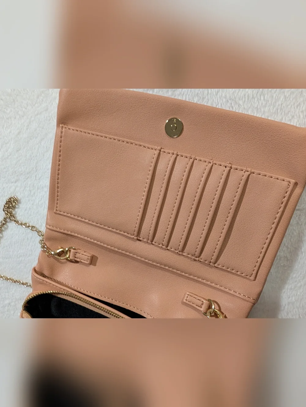 Fabulous Soft Faux Leather Crossbody Bag, Gold Shimmer & Chain, Light  Pink - Picture 4 of 10